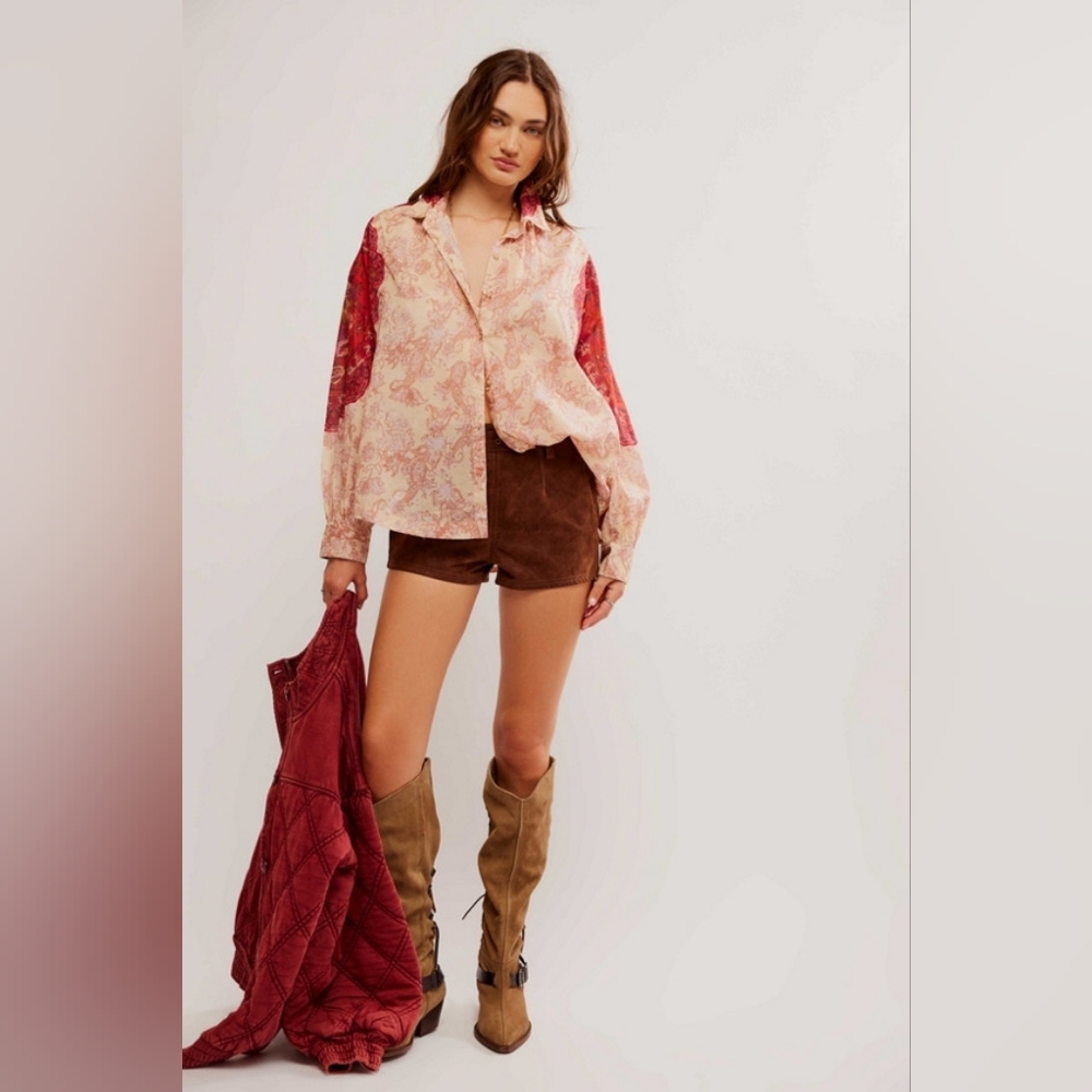 Free People Oversized Rose Bud Blouse, Size Small, GUC (Flaw) - Picture 3 of 11